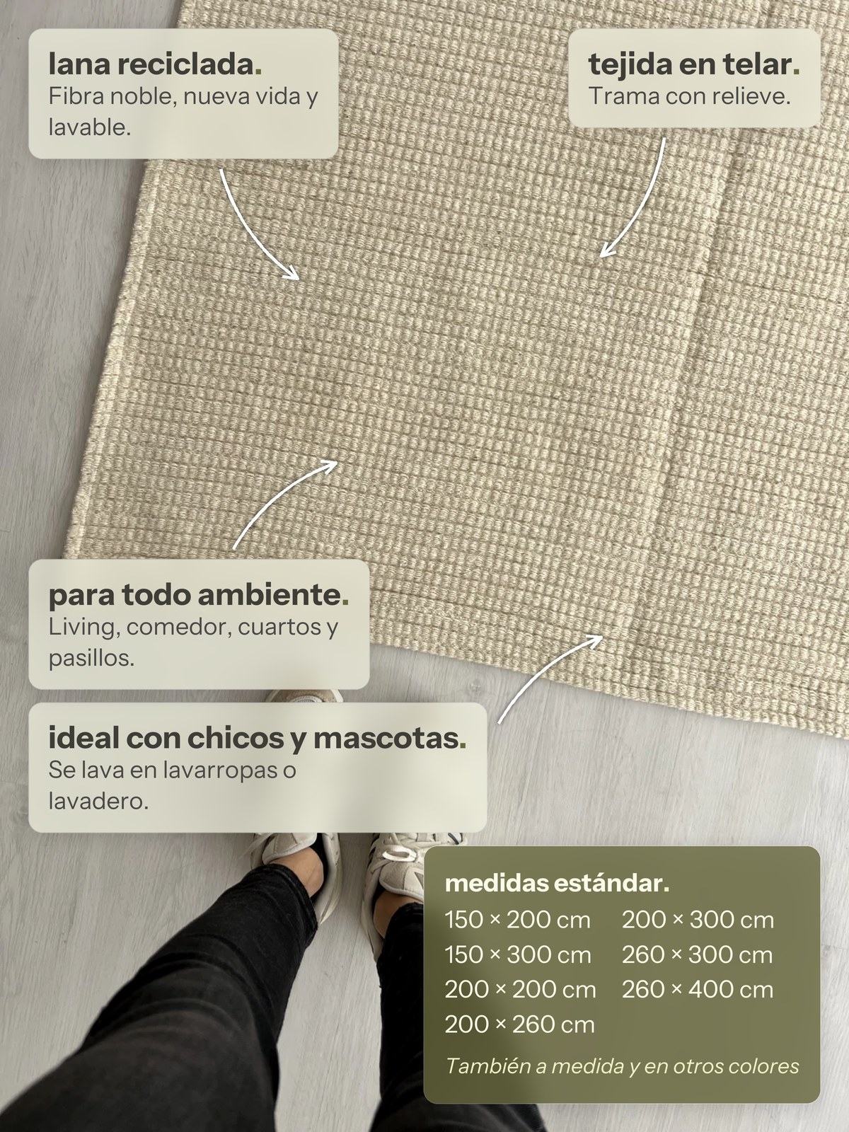 Características de la alfombra Chaco Natural de Finia Home