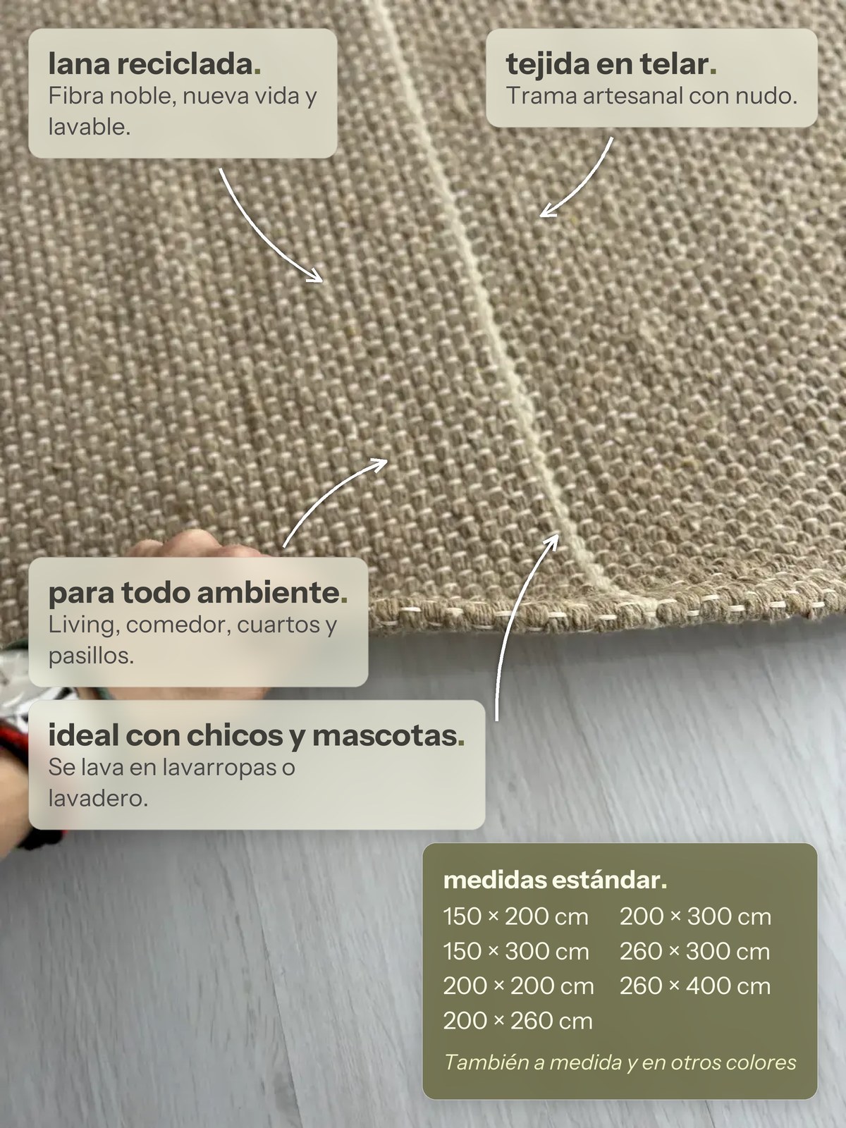 Características de la alfombra Mendoza Tostado y Natural de Finia Home
