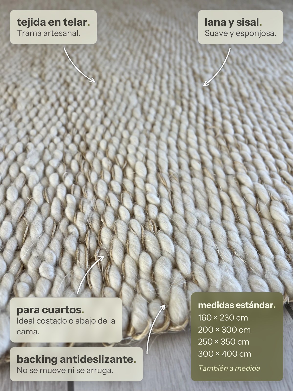 Características de la alfombra Maca de Sisal de Finia Home