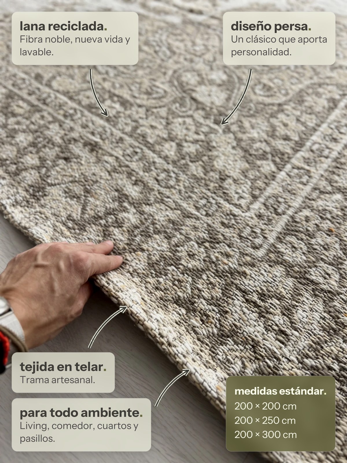 Características de la alfombra Persa Beige de Finia Home