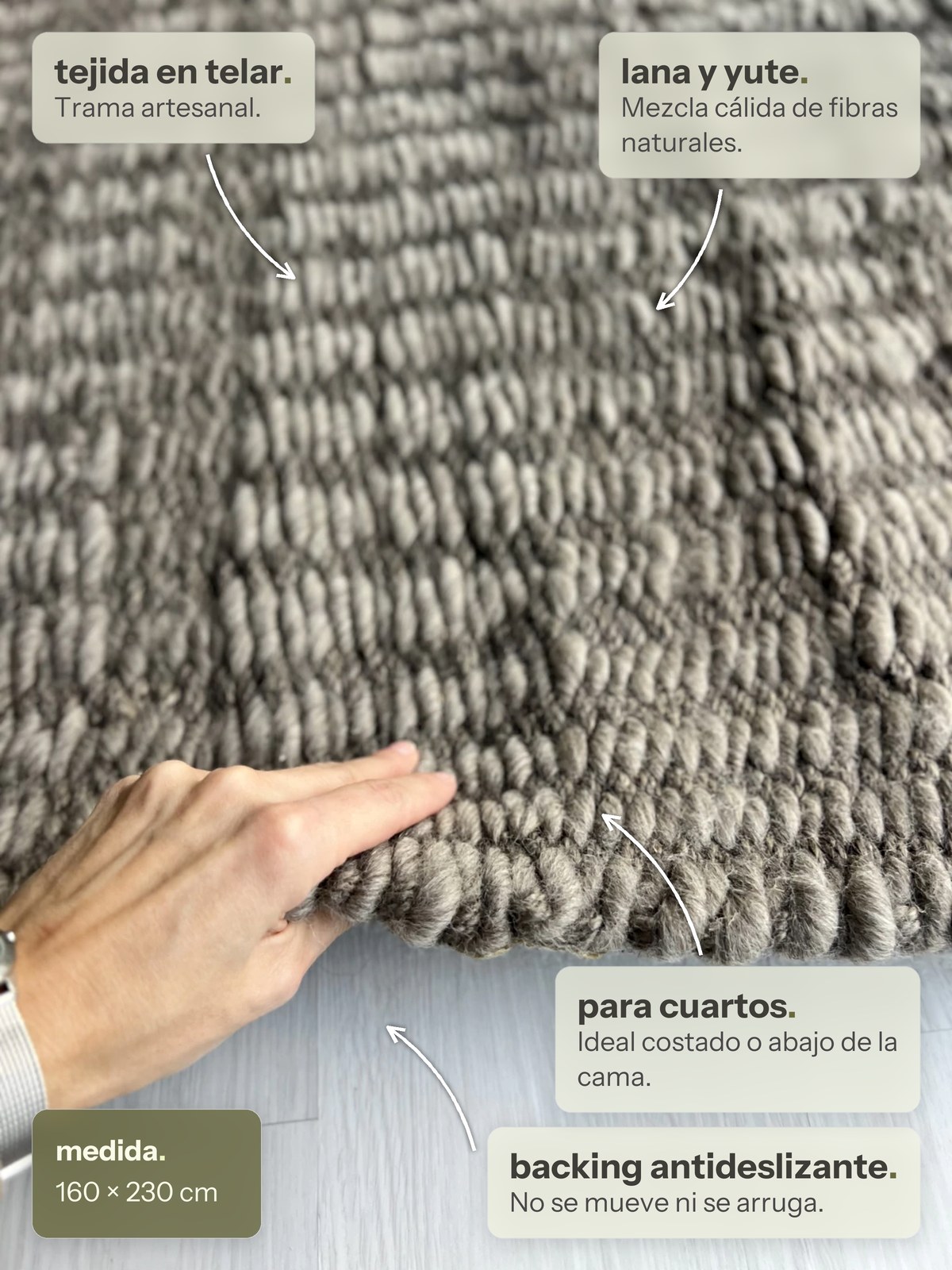 Características de la alfombra Mora Visón de Finia Home