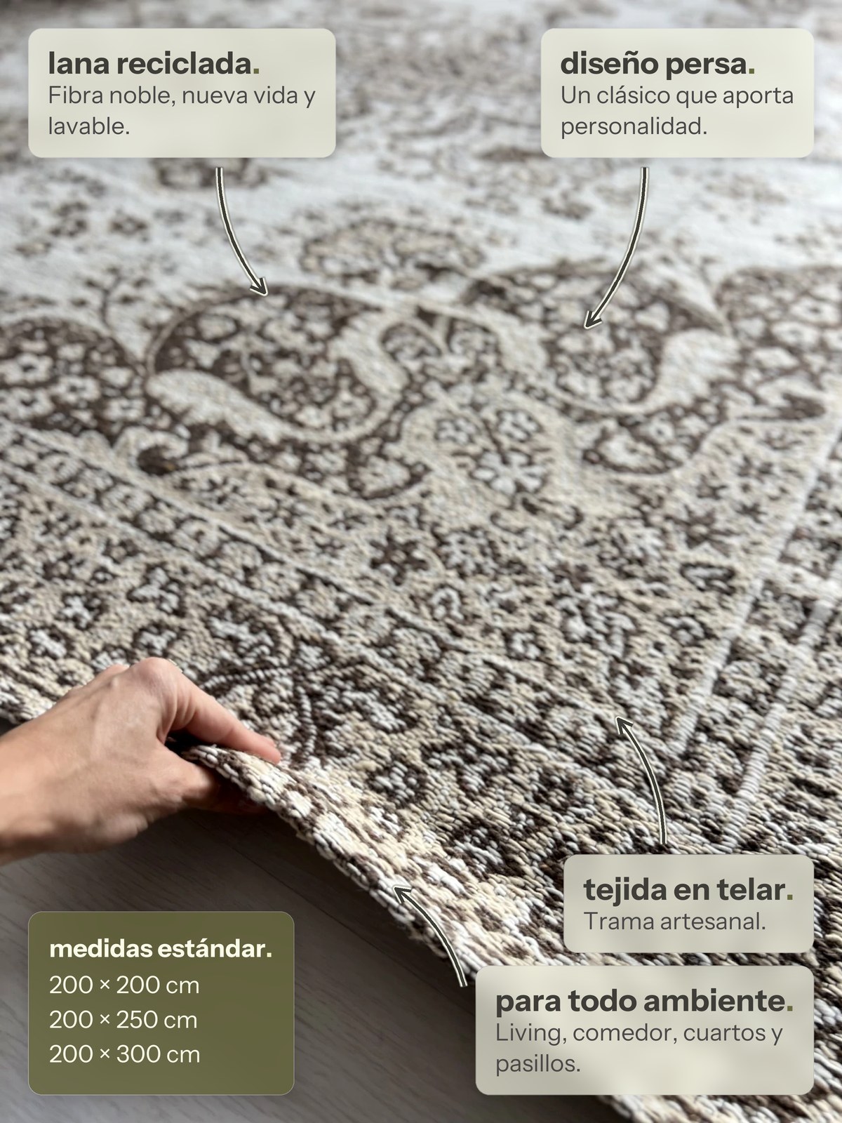 Características de la alfombra Persa Habano de Finia Home