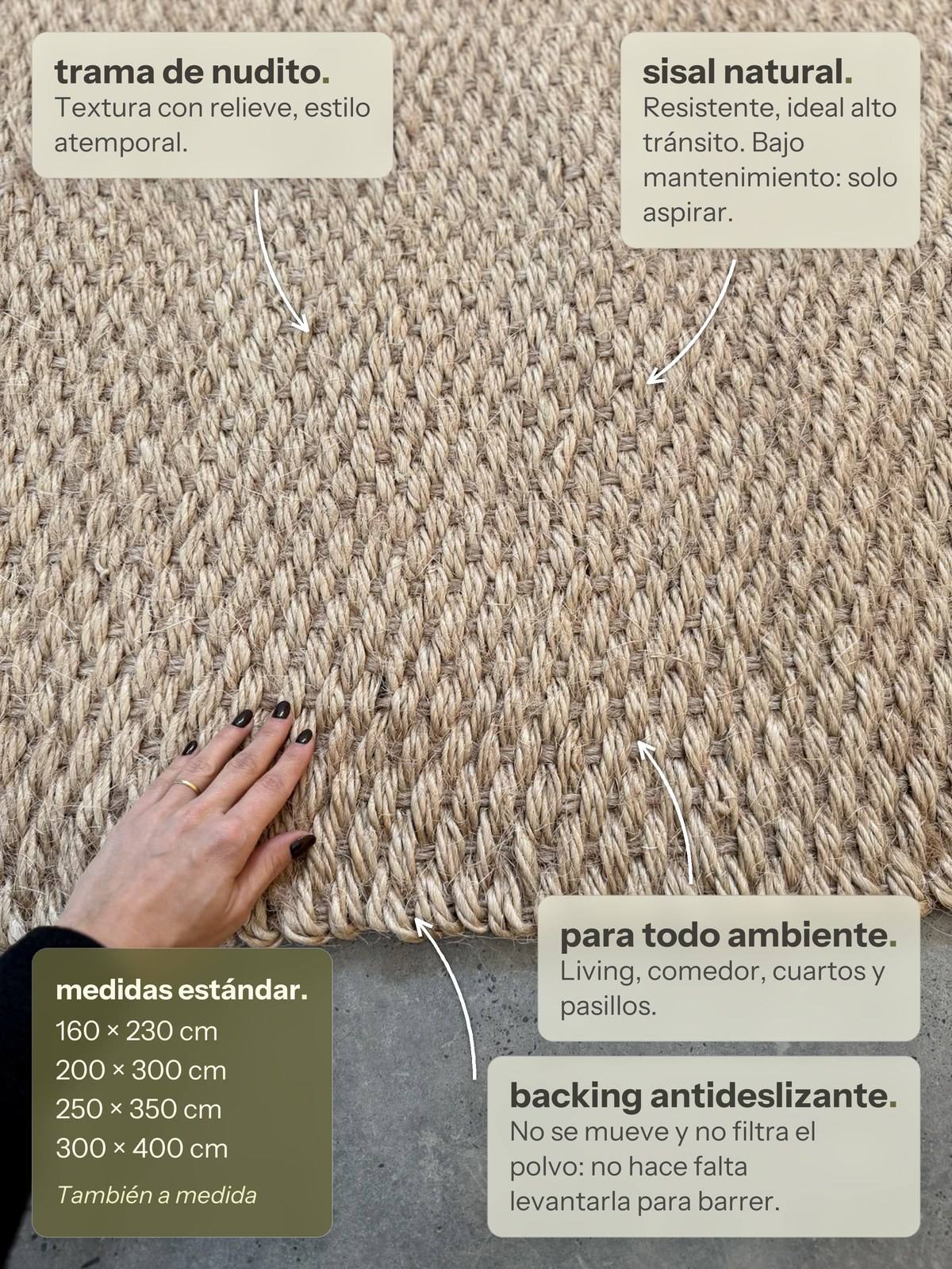 Características de la alfombra Almendra de Sisal de Finia Home