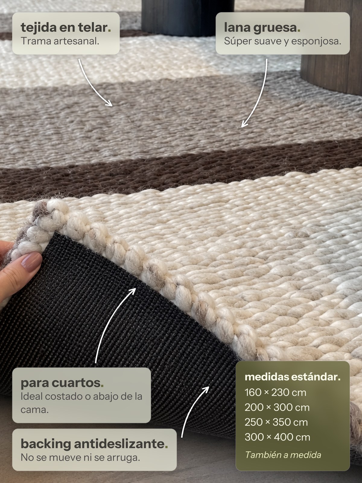 Características de la alfombra Maca Rayas de Finia Home