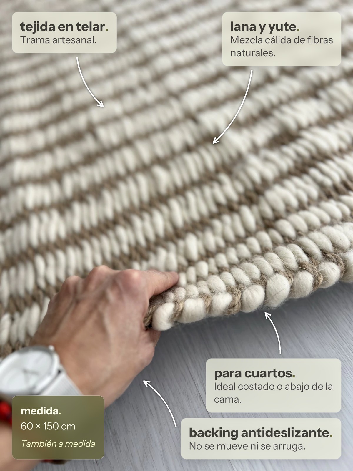 Características de la alfombra Malva Costado de Cama de Finia Home