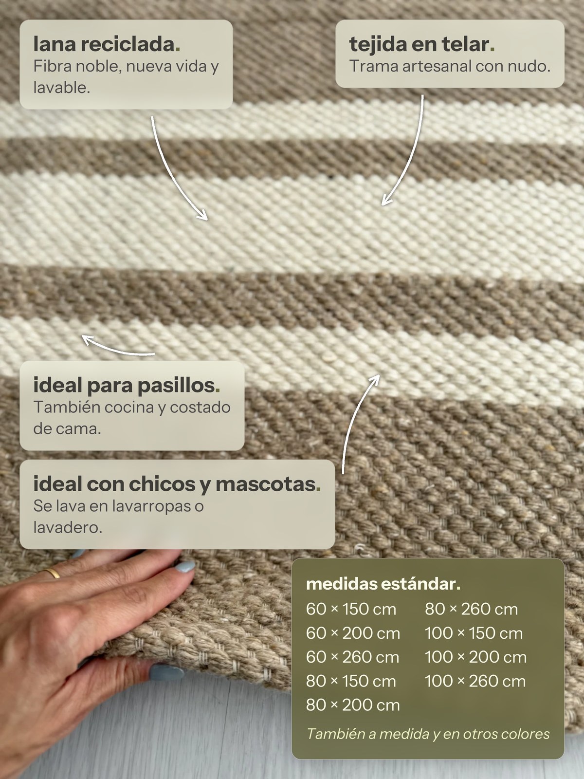 Características de la alfombra Pasillo Mendoza Tostado y Natural de Finia Home