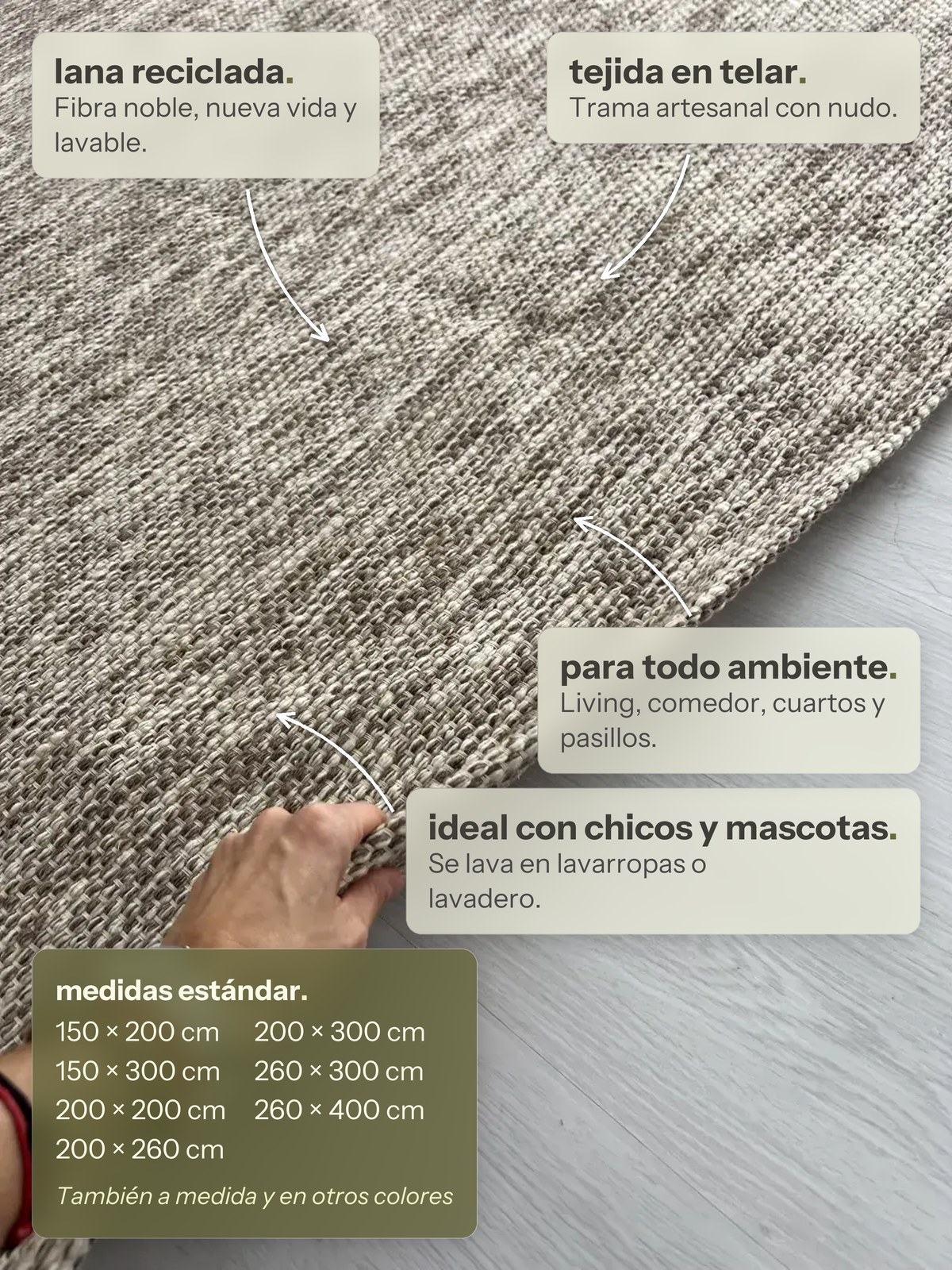Características de la alfombra Mendoza Jaspeada Marrón de Finia Home