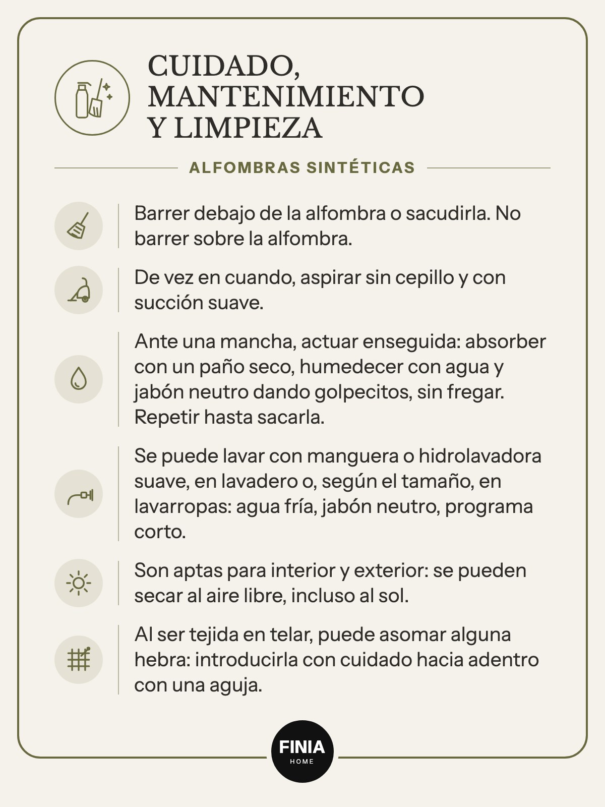 Cuidado, mantenimiento y limpieza de alfombras de sintéticas - Finia Home