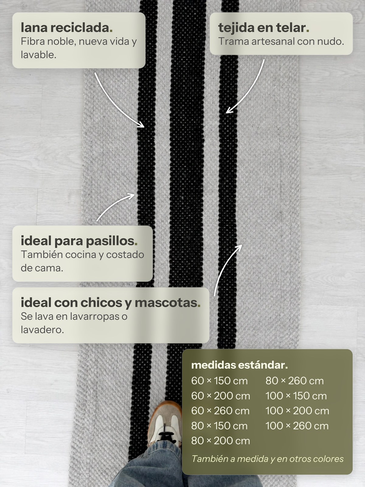 Características de la alfombra Pasillo Mendoza Gris y Negro de Finia Home