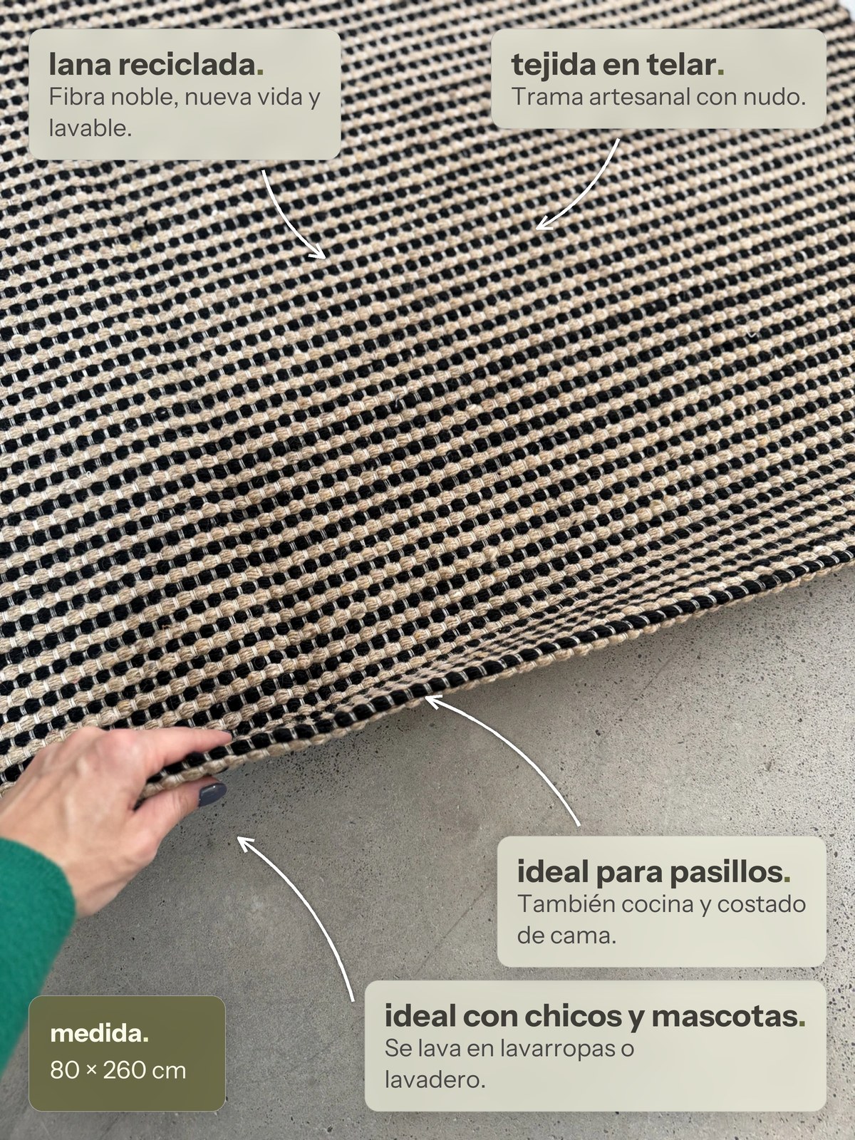 Características de la alfombra Pasillo Mendoza Tostado y Negro de Finia Home
