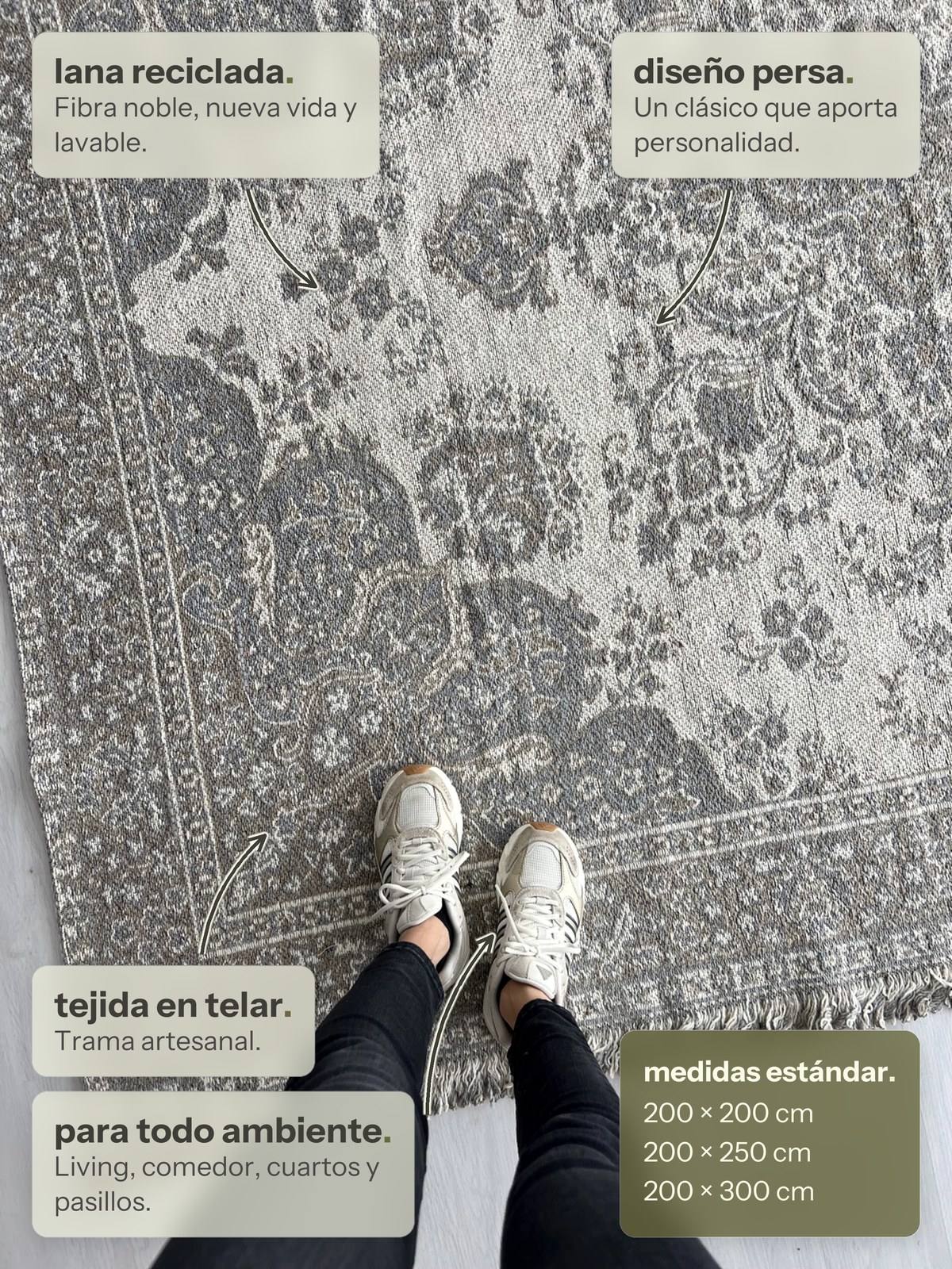 Características de la alfombra Persa Gris de Finia Home