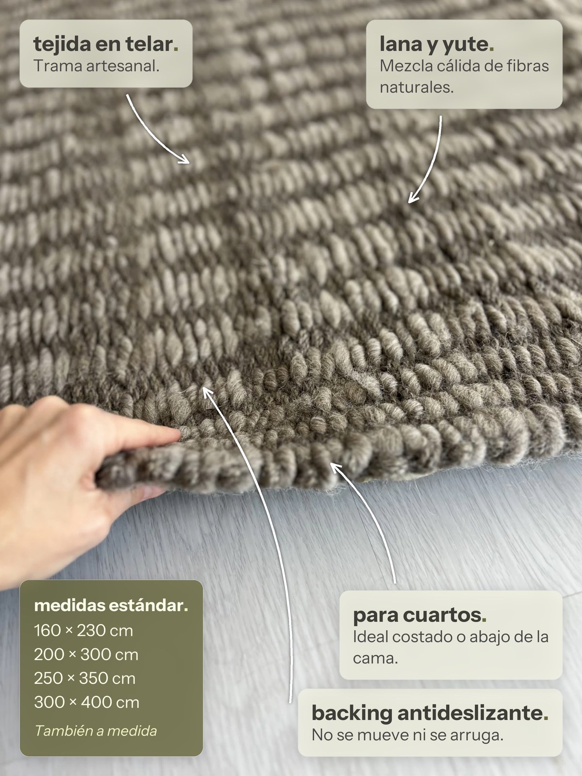Características de la alfombra Mora Visón de Finia Home