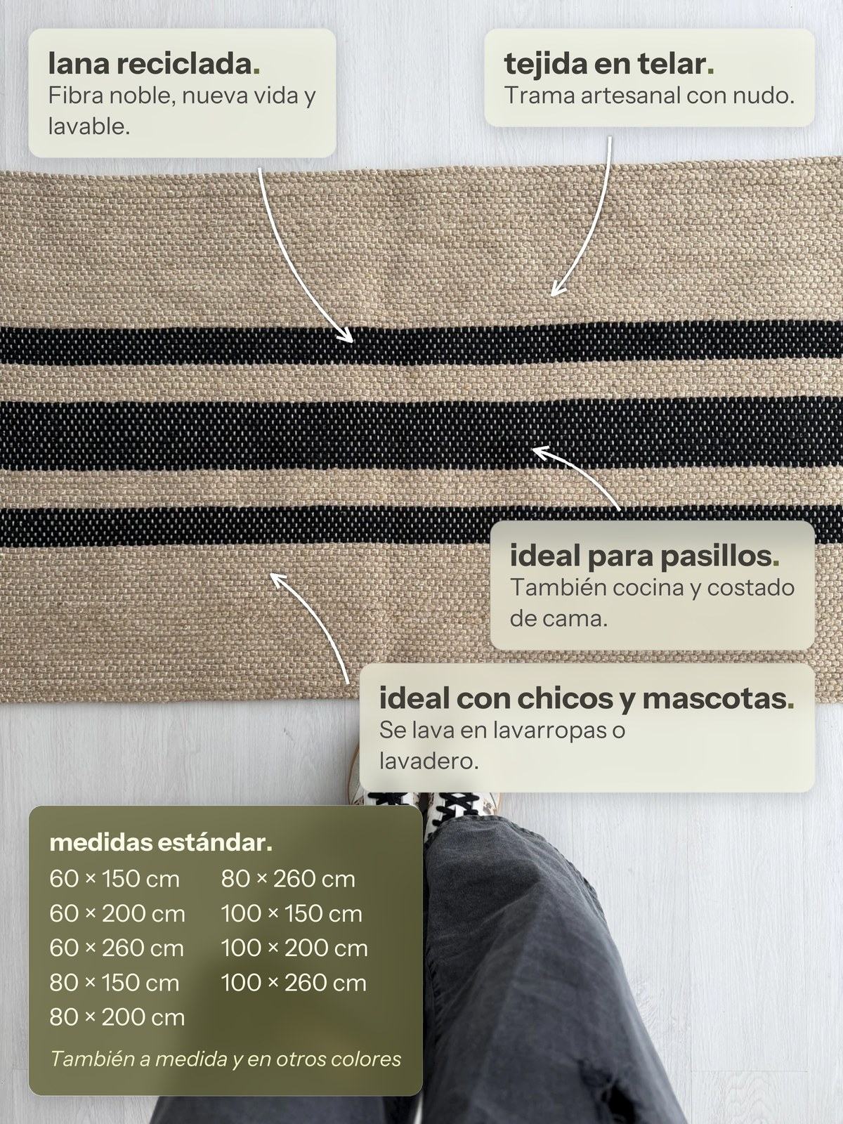 Características de la alfombra Pasillo Mendoza Tostado y Negro de Finia Home