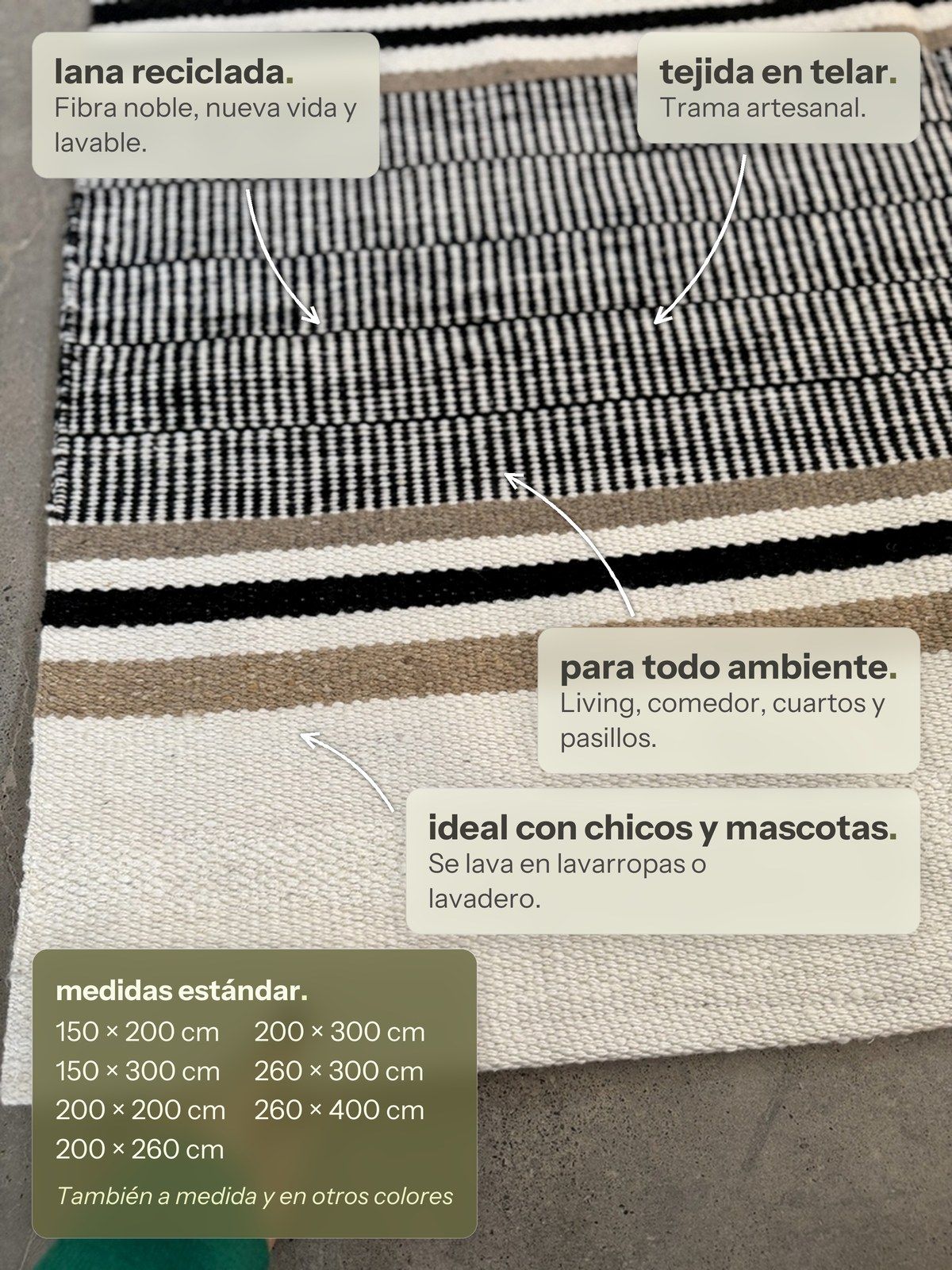 Características de la alfombra Salta Rayada de Finia Home